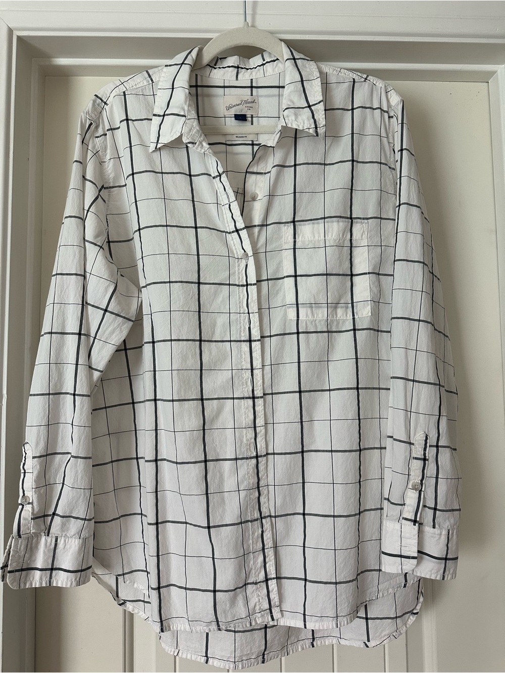 Universal Thread windowpane plaid button down top relaxed fit Large